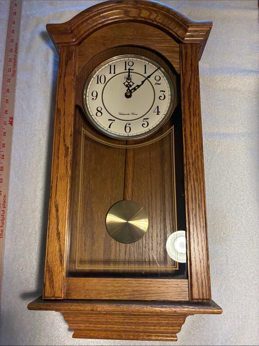 Wooden Wall Clock warm brown oak wood